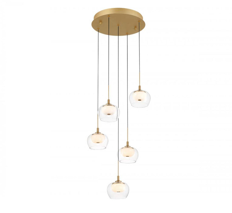 Manarola, 5 Light Round Led Chandelier, Painted Antique Brass | 12266-030