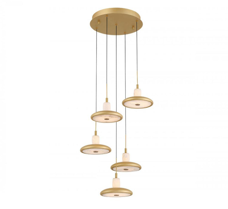 Mantova, 5 Light Round Led Chandelier, Painted Antique Brass | 12268-030