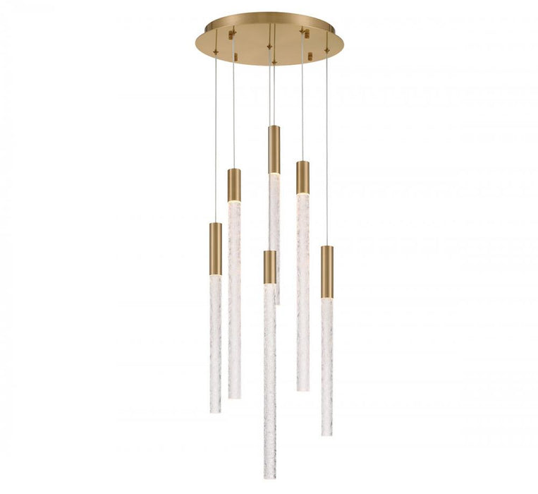 Gravina , 6 Light Led Chandelier, Brushed Brass, Clear Crystal | 12271-037