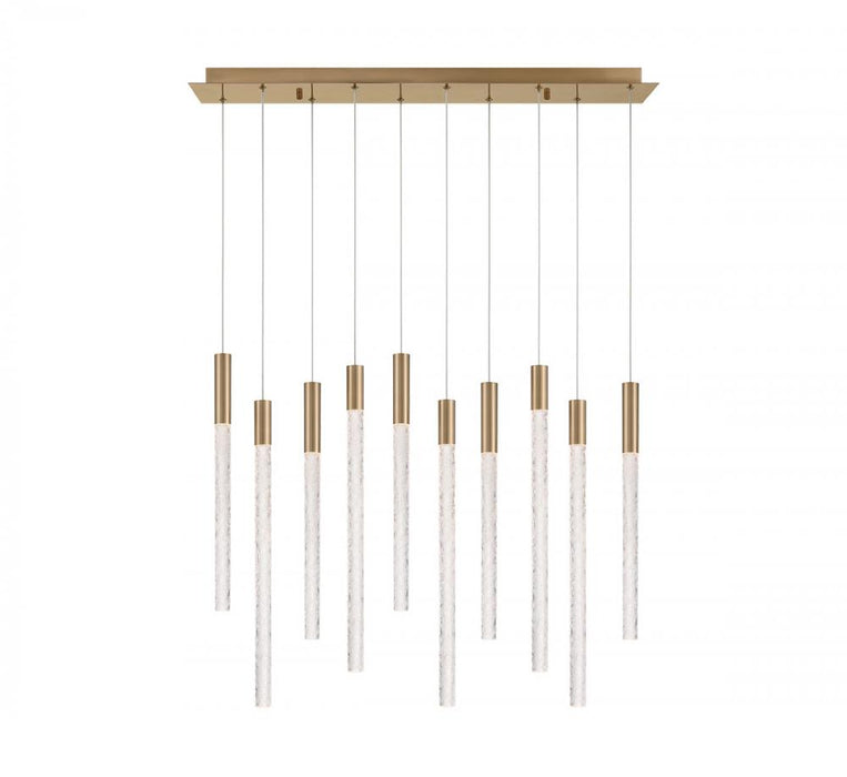 Gravina ,10 Light Rectangular Led Chandelier, Brushed Brass, Clear Crystal | 12274-037