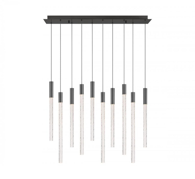 Gravina , 10 Light Rectangular Led Chandelier, Brushed Gun Metal, Clear Crystal | 12274-048