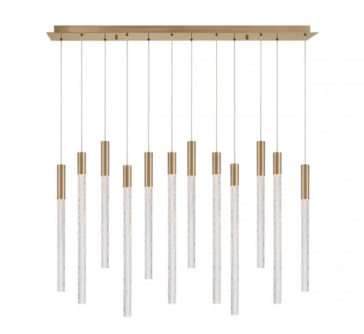 Gravina ,12 Light Rectangular Led Chandelier, Brushed Brass, Clear Crystal | 12275-037