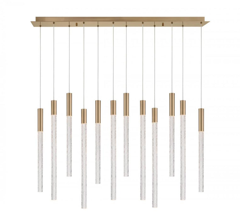 Gravina ,12 Light Rectangular Led Chandelier, Brushed Brass, Clear Crystal | 12275-037