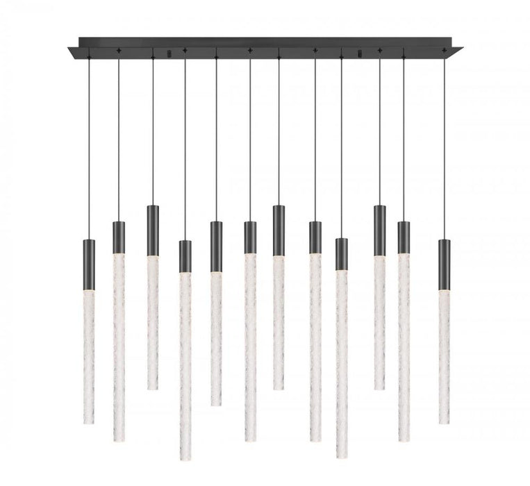 Gravina , 12 Light Rectangular Led Chandelier, Brushed Gun Metal, Clear Crystal | 12275-048