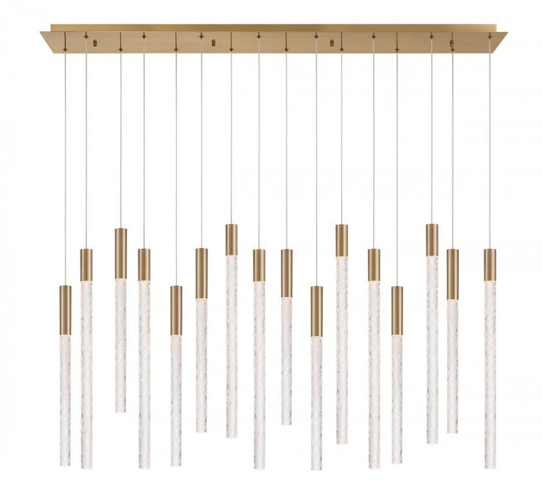 Gravina ,16 Light Rectangular Led Chandelier, Brushed Brass, Clear Crystal | 12276-037