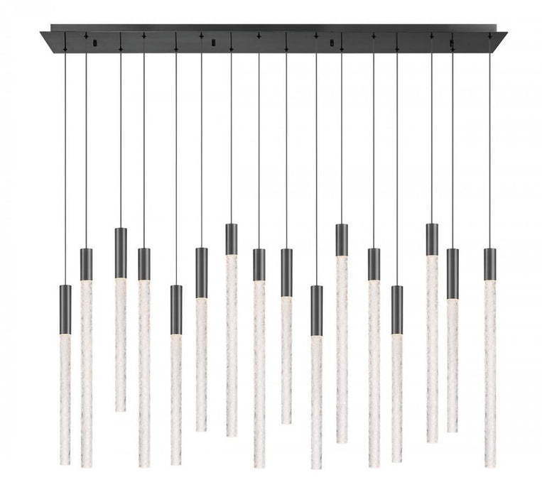Gravina , 16 Light Rectangular Led Chandelier, Brushed Gun Metal, Clear Crystal | 12276-048