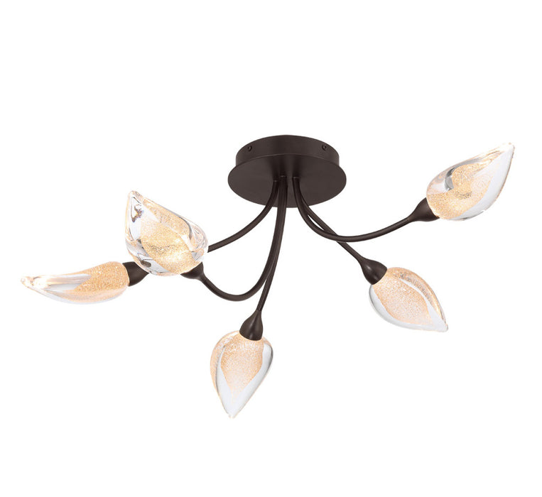 Modena,5 Light Led Ceiling Mount Black With Gold Accent | 12309-043
