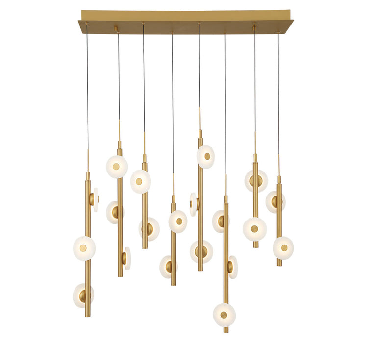 Etna 20 Light Rectangular Led Chandelier Painted Antique Brass | 12365-030
