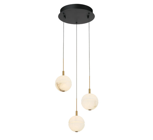 Corfu 3 Light Round Led Pendant Matte Black | 12370-02