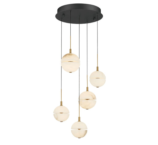 Corfu 5 Light Round Led Chandelier Matte Black | 12371-02