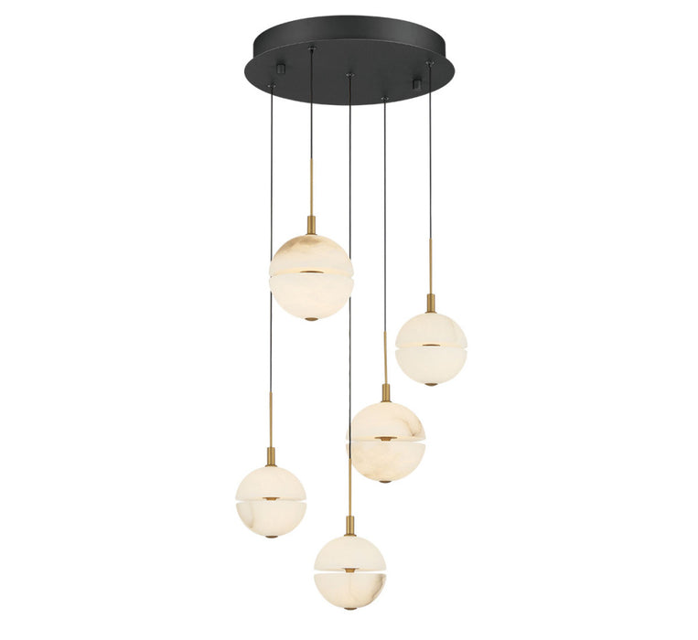 Corfu 5 Light Round Led Chandelier Matte Black | 12371-02