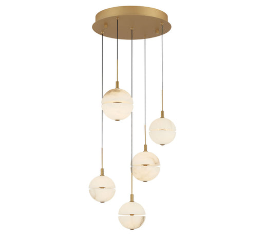 Corfu 5 Light Round Led Chandelier Painted Antique Brass | 12371-030