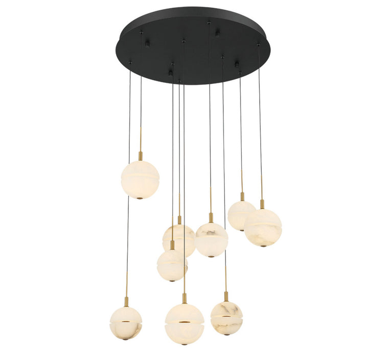 Corfu 9 Light Round Led Chandelier Matte Black | 12372-02
