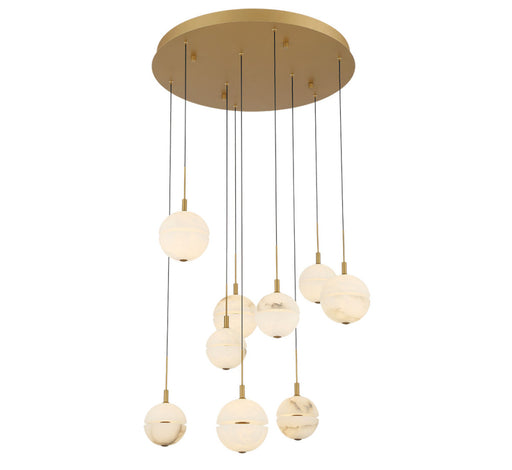 Corfu 9 Light Round Led Chandelier Painted Antique Brass | 12372-030