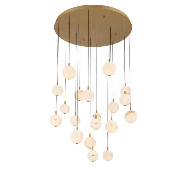 Corfu 19 Light Round Led Chandelier Painted Antique Brass | 12373-030