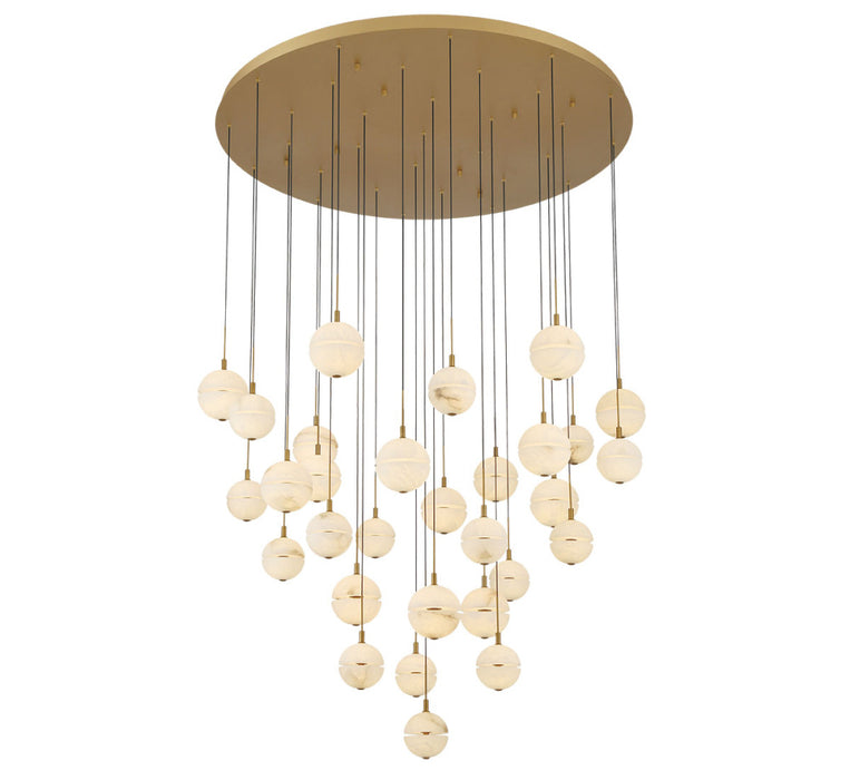 Corfu 31 Light Round Led Chandelier Painted Antique Brass | 12374-030