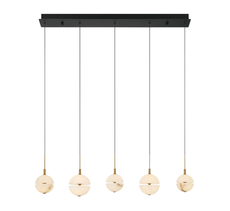 Corfu 5 Light Linear Led Chandelier Matte Black | 12375-02