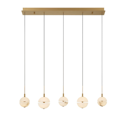 Corfu 5 Light Linear Led Chandelier Painted Antique Brass | 12375-030