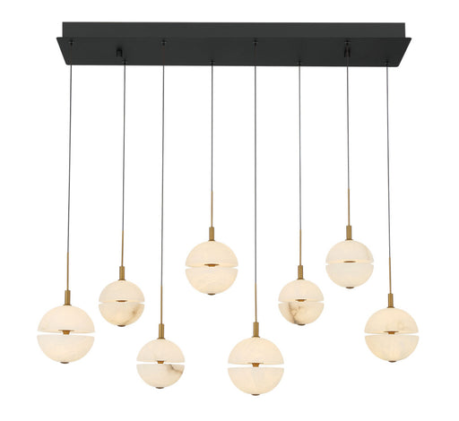 Corfu 8 Light Rectangular Led Chandelier Matte Black | 12376-02