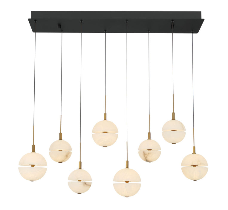 Corfu 8 Light Rectangular Led Chandelier Matte Black | 12376-02