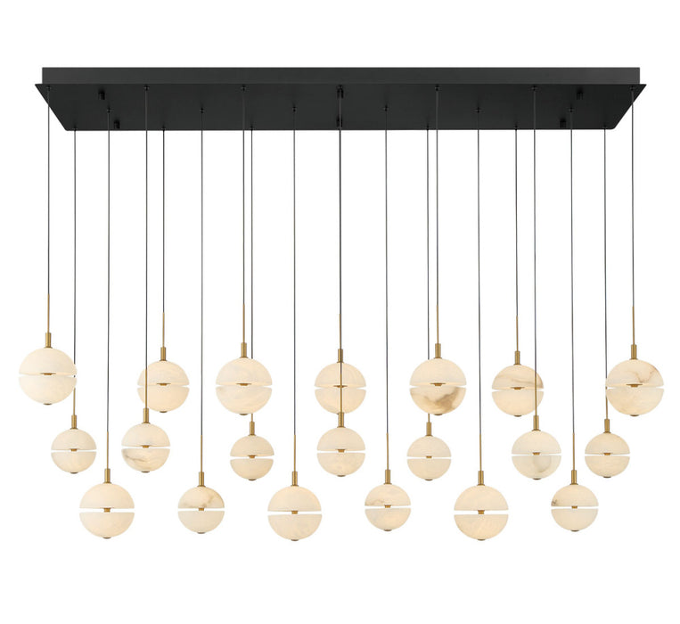 Corfu 20 Light Rectangular Led Chandelier Matte Black | 12378-02