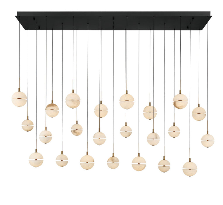 Corfu 23 Light Rectangular Led Chandelier Matte Black | 12379-02