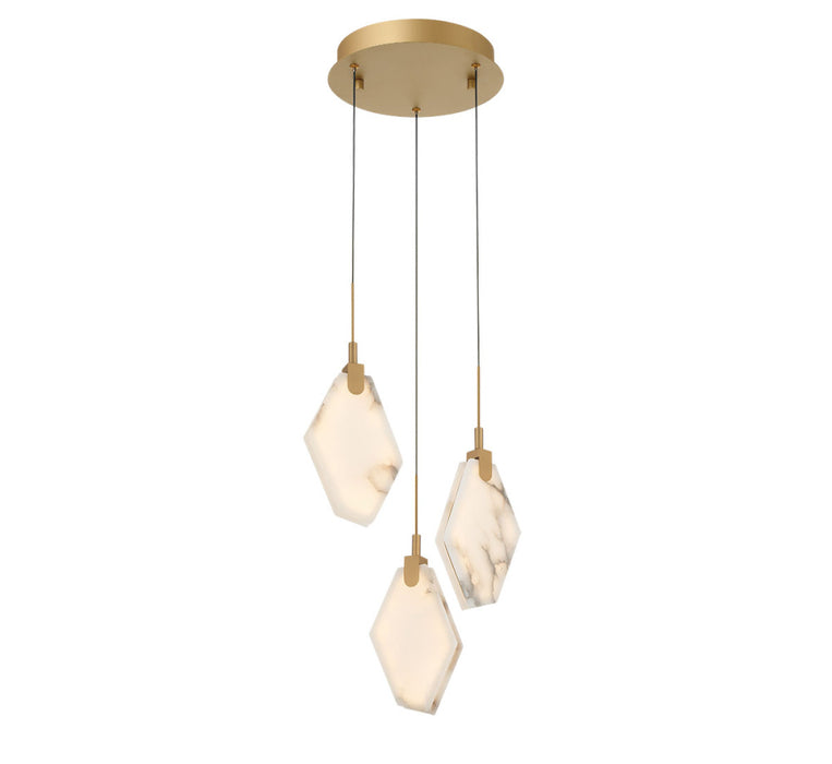 Kosmos 3 Light Round Led Pendant Painted Antique Brass | 12381-030