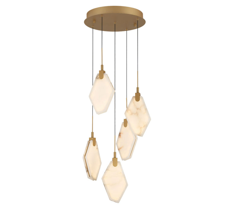 Kosmos 5 Light Round Led Chandelier Painted Antique Brass | 12382-030