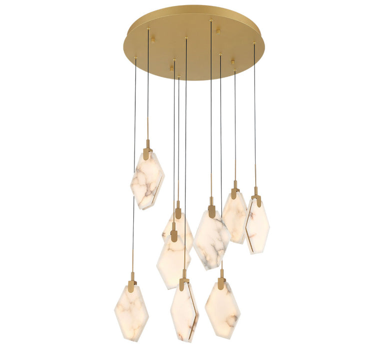 Kosmos 9 Light Round Led Chandelier Painted Antique Brass | 12383-030