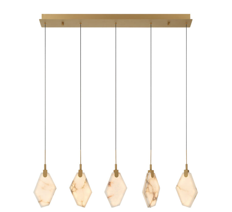 Kosmos 5 Light Linear Led Chandelier Painted Antique Brass | 12386-030