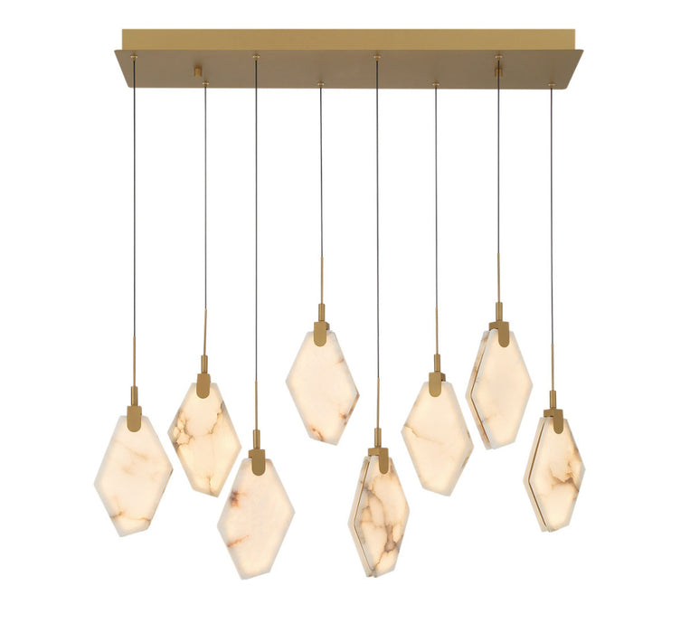 Kosmos 8 Light Rectangular Led Chandelier Painted Antique Brass | 12387-030