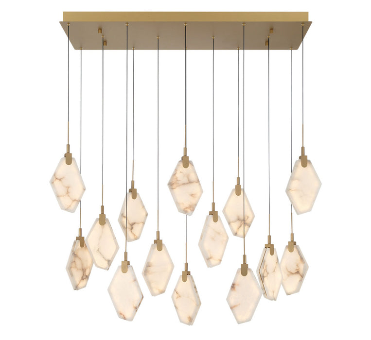 Kosmos 14 Light Rectangular Led Chandelier Painted Antique Brass | 12388-030