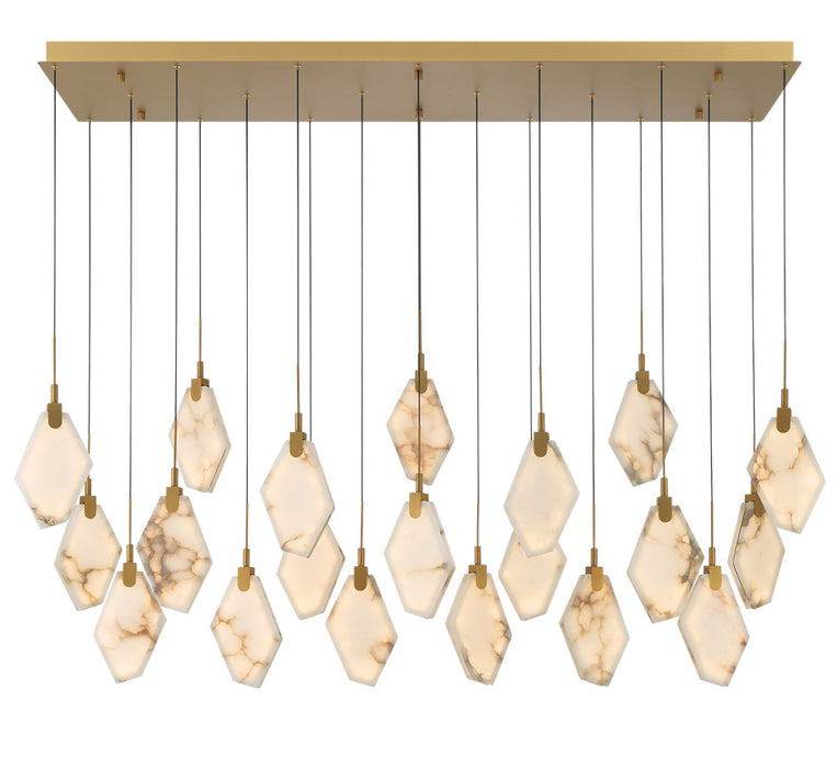 Kosmos 20 Light Rectangular Led Chandelier Painted Antique Brass | 12389-030