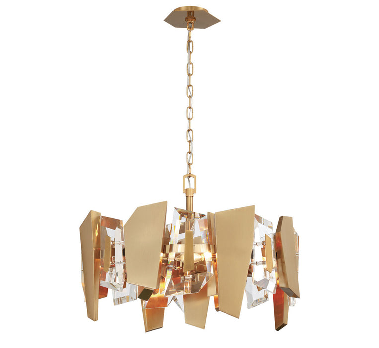 Castellana 4 Light Convertible Ceiling Mount/ Pendant Brushed Brass Clear Crystal | 12405-037
