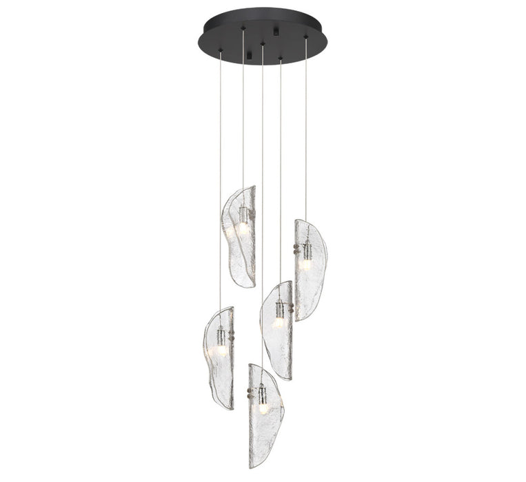 Sorrento 5 Light Round Led Chandelier Clear Black Canopy | 12407-017-02