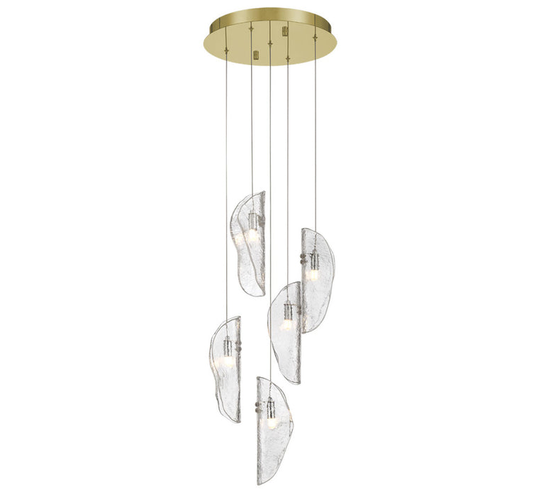 Sorrento 5 Light Round Led Chandelier Clear Gold Canopy | 12407-017-07