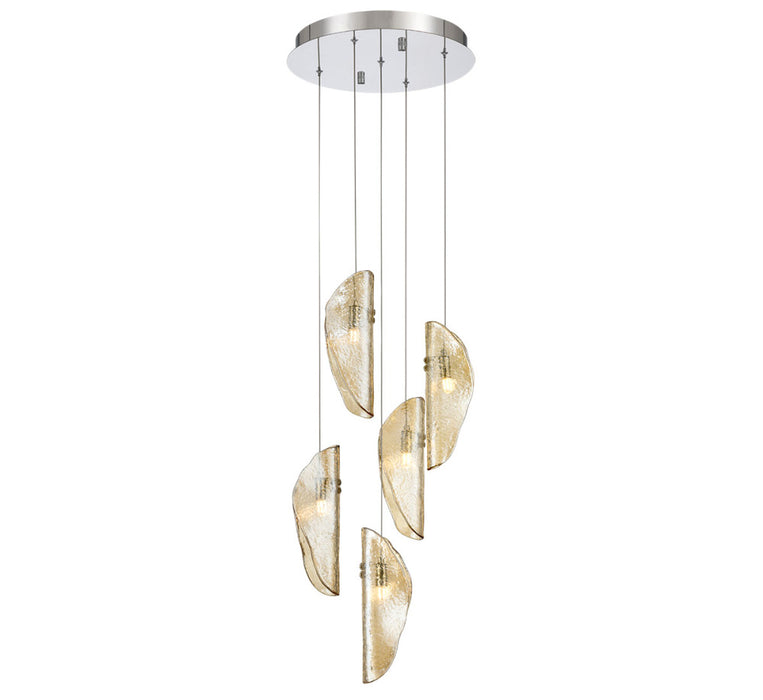 Sorrento 5 Light Round Led Chandelier Amber Chrome Canopy | 12407-018-01