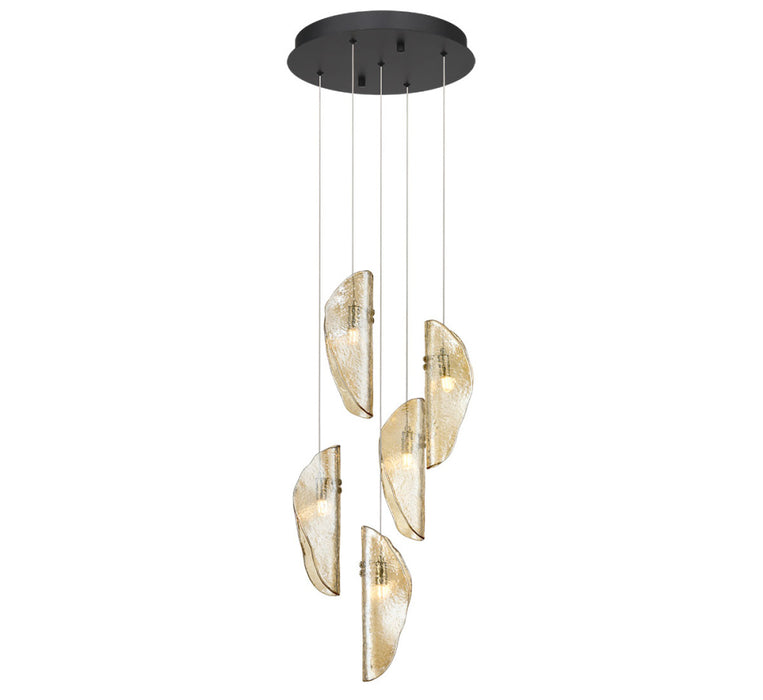 Sorrento 5 Light Round Led Chandelier Amber Black Canopy | 12407-018-02