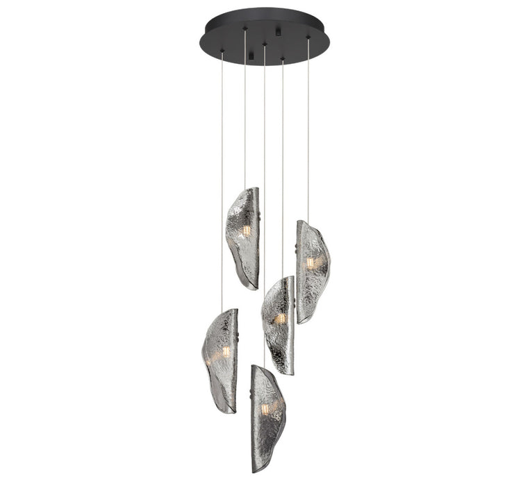 Sorrento 5 Light Round Led Chandelier Smoke Black Canopy | 12407-019-02
