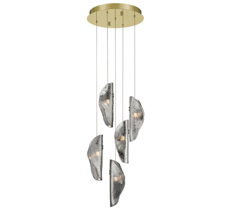 Sorrento 5 Light Round Led Chandelier Smoke Gold Canopy | 12407-019-07
