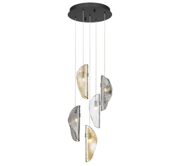 Sorrento 5 Light Round Led Chandelier Mixed Black Canopy | 12407-023-02