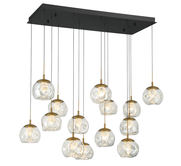 Camerino 14 Light Rectangular Led Chandelier Matte Black | 12446-02