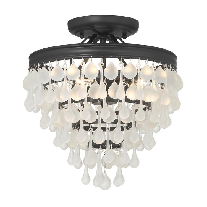Calypso 3 Light Crystal Teardrop Matte Black Semi Flush Mount | 130-MK-FR_CEILING