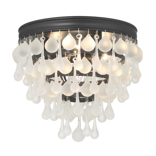 Crystorama Calypso 3 Light Crystal Teardrop Matte Black Flush Mount