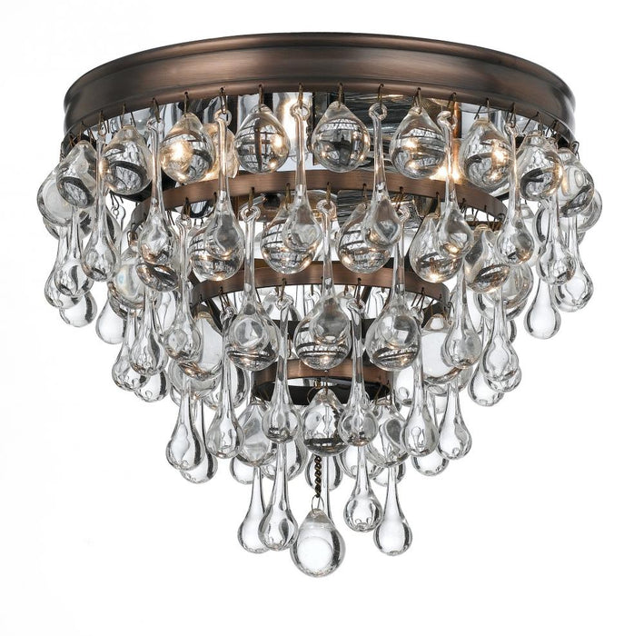 Crystorama Calypso 3 Light Crystal Teardrop Vibrant Bronze Flush Mount