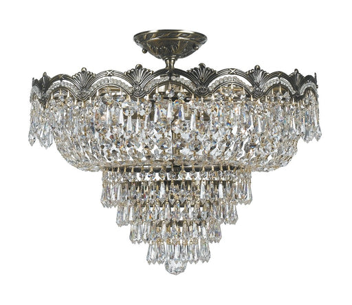 Crystorama Majestic 5 Light Hand Cut Crystal Historic Brass Ceiling Mount