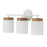3-light Cylindrical Vanity In White With Mango Wood And Soft White Glass | 150931LT-547