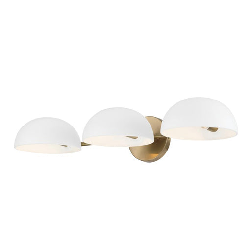 Capital 3-Light Vanity in Aged Brass and White