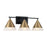 Capital 3-Light Cone Vanity in Black with Aged Brass and Frosted Glass Shades