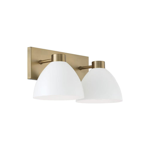 Capital 2-Light Vanity in Aged Brass and White
